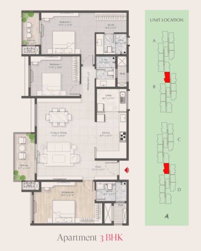 TOWER - B & D ( 1 SERIES ) SUPER BUILT- UP AREA - 1899 SQFT RERA CARPET AREA - 1245 SQFT BALCONY AREA - 128 SQFT